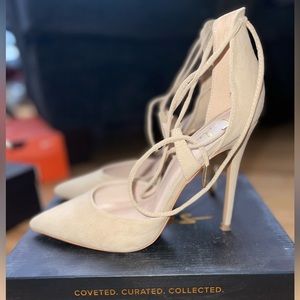 Nude Lace Up High Heels